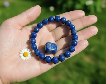LAPIS LAZULI Bracelet, Stretch Fit Handmade With Gift Bag, Crystal Gemstone 8mm Bracelet, Mothers Day Gift