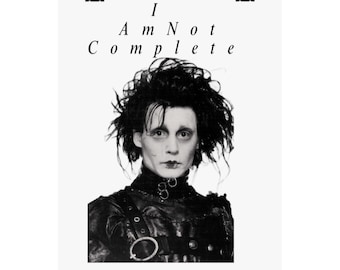 Póster con retrato "No estoy completo" / Arte vertical gótico en blanco y negro