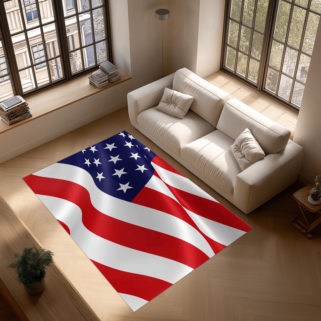 American Flag Rug – Patriotic Red White and Blue Carpet With Stars and ...