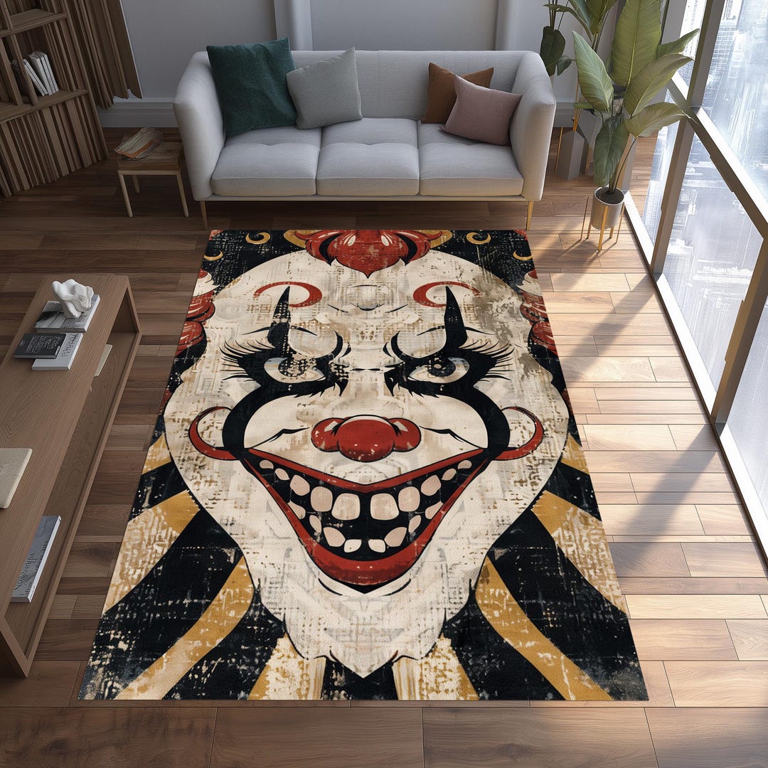 Vintage Clown Rug, Dark Circus Carpet, Creepy Clown Decor - Etsy