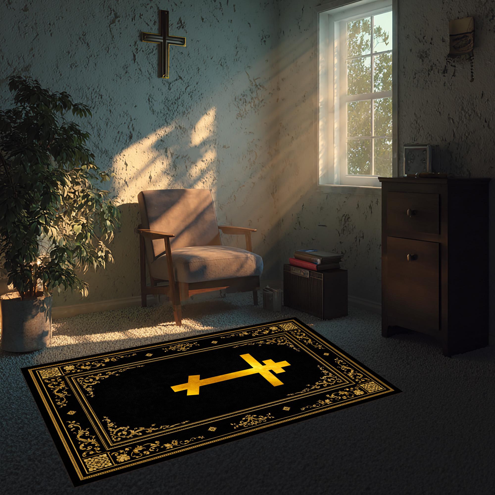 Orthodox Rug Christian Cross Area Rug, Orthodox Cross Floor Carpet, Elegant Faith ...
