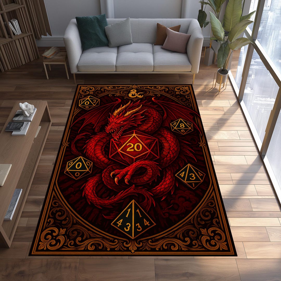 Dnd Red Rug Dragon Dice Rug, Dnd Fantasy Carpet, Tabletop RPG Decor - Etsy UK