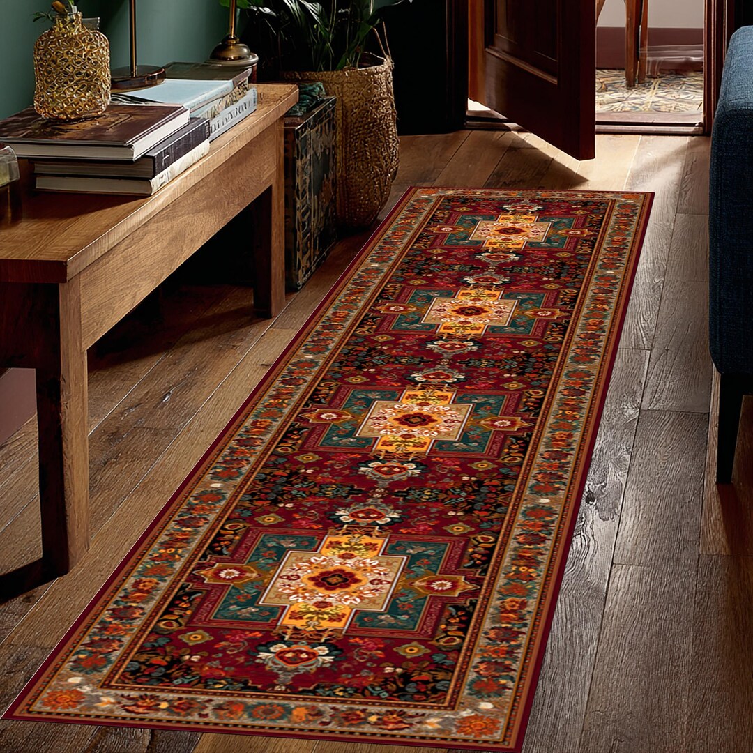 Traditional Oriental Hallway Runner, Vintage Floral Corridor Carpet ...