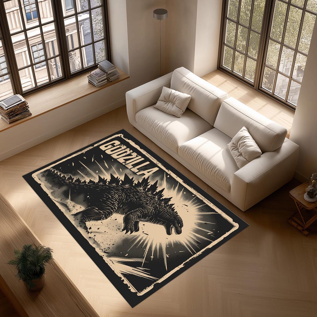 Godzilla Area Rug, Vintage Comic Carpet, Gamer Room Decor - Etsy