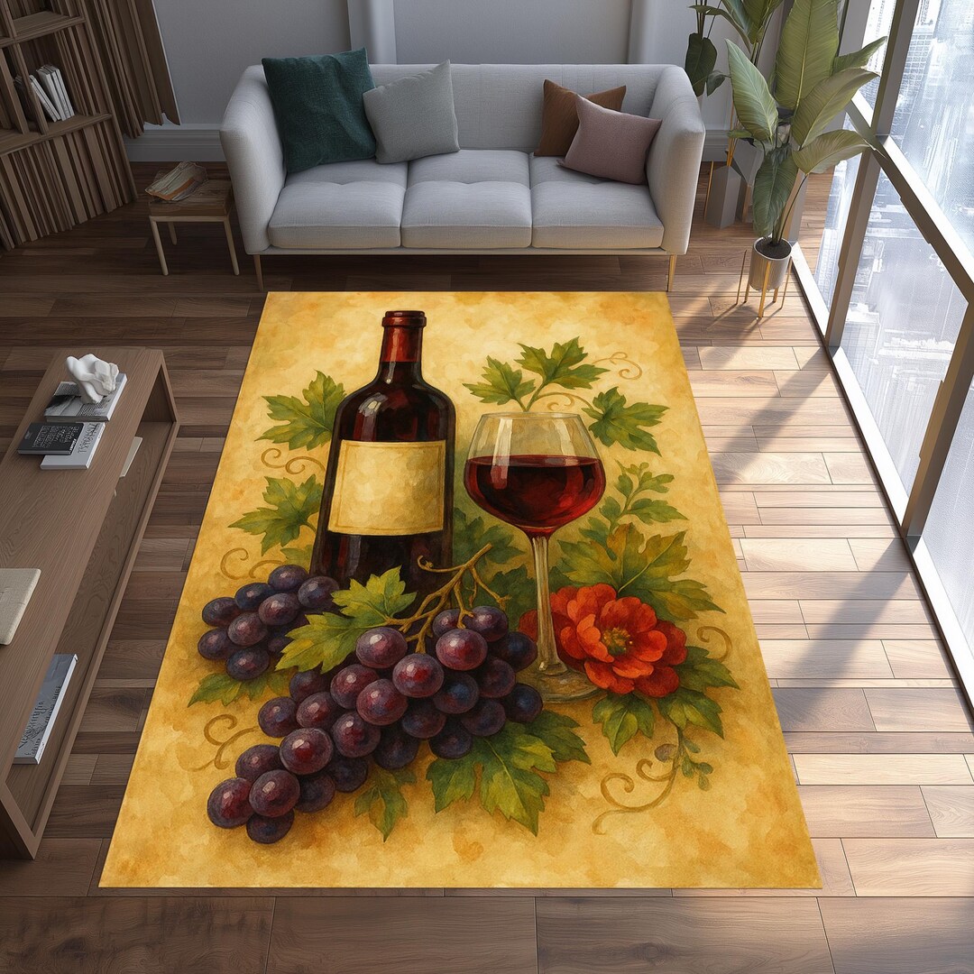 Vintage Wine Bottle Grapes Carpet, Vineyard Wine Lover Decor - Etsy