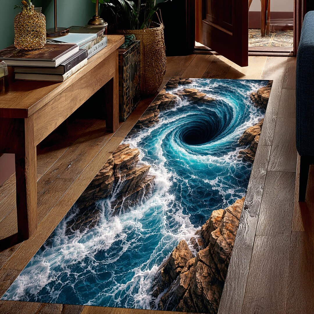Ocean Reflection Rug Ocean Vortex Rug, Coastal Wave Carpet, 3D Water Nautical Decor - Etsy