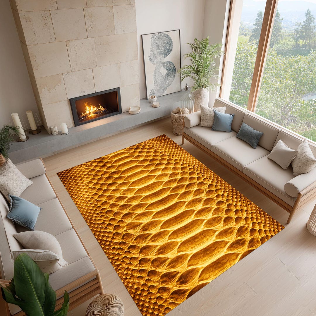 Snake Skin Rug, Luxury Reptile Texture Carpet, Metallic Modern Floor ...