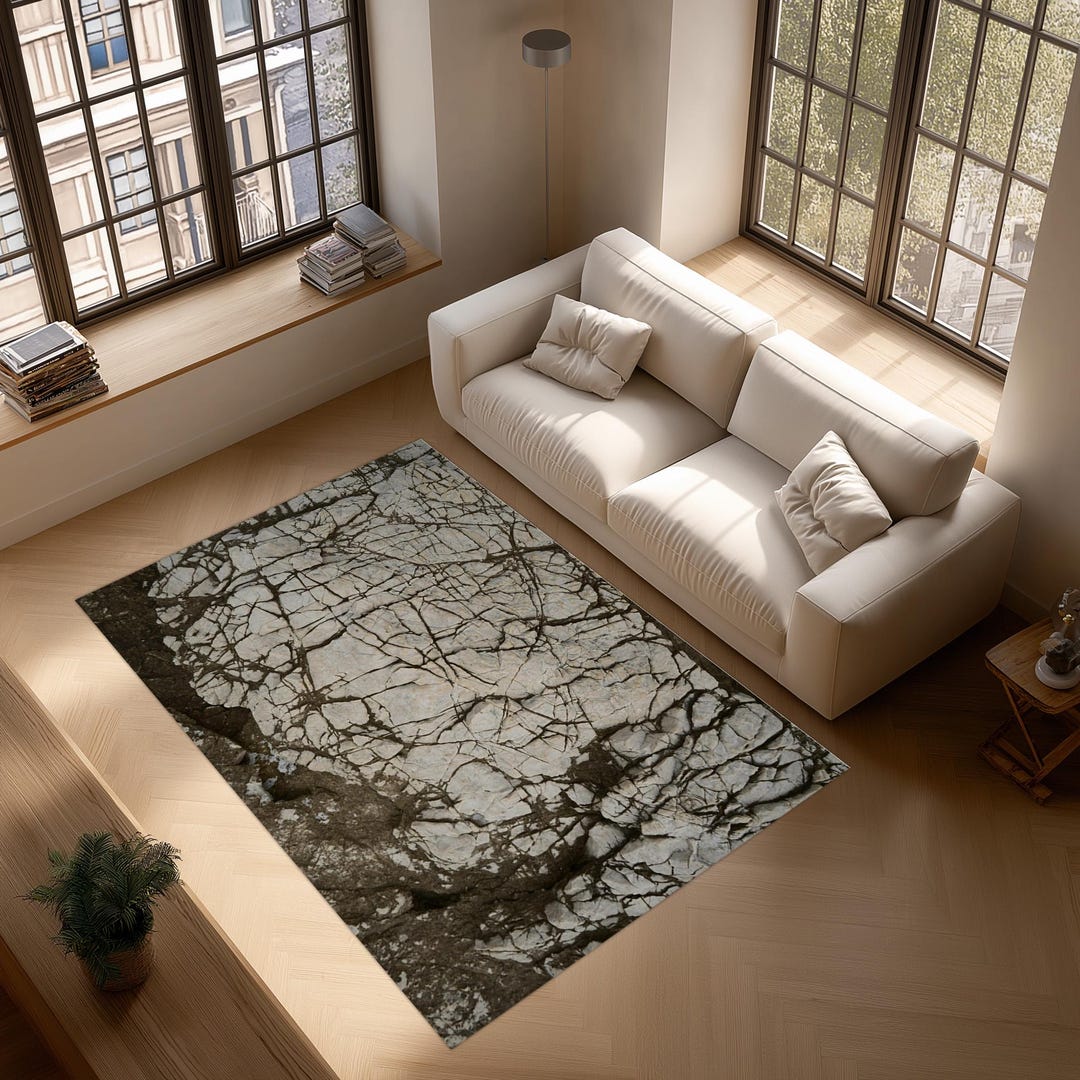Stone Texture Rug Modern Marble Texture Rug – Luxury Stone Pattern Carpet, Neutral Living ...