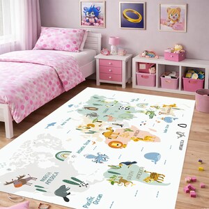 Tapete infantil com mapa-múndi, tapete educativo para sala de jogos, decoração para quarto de bebê