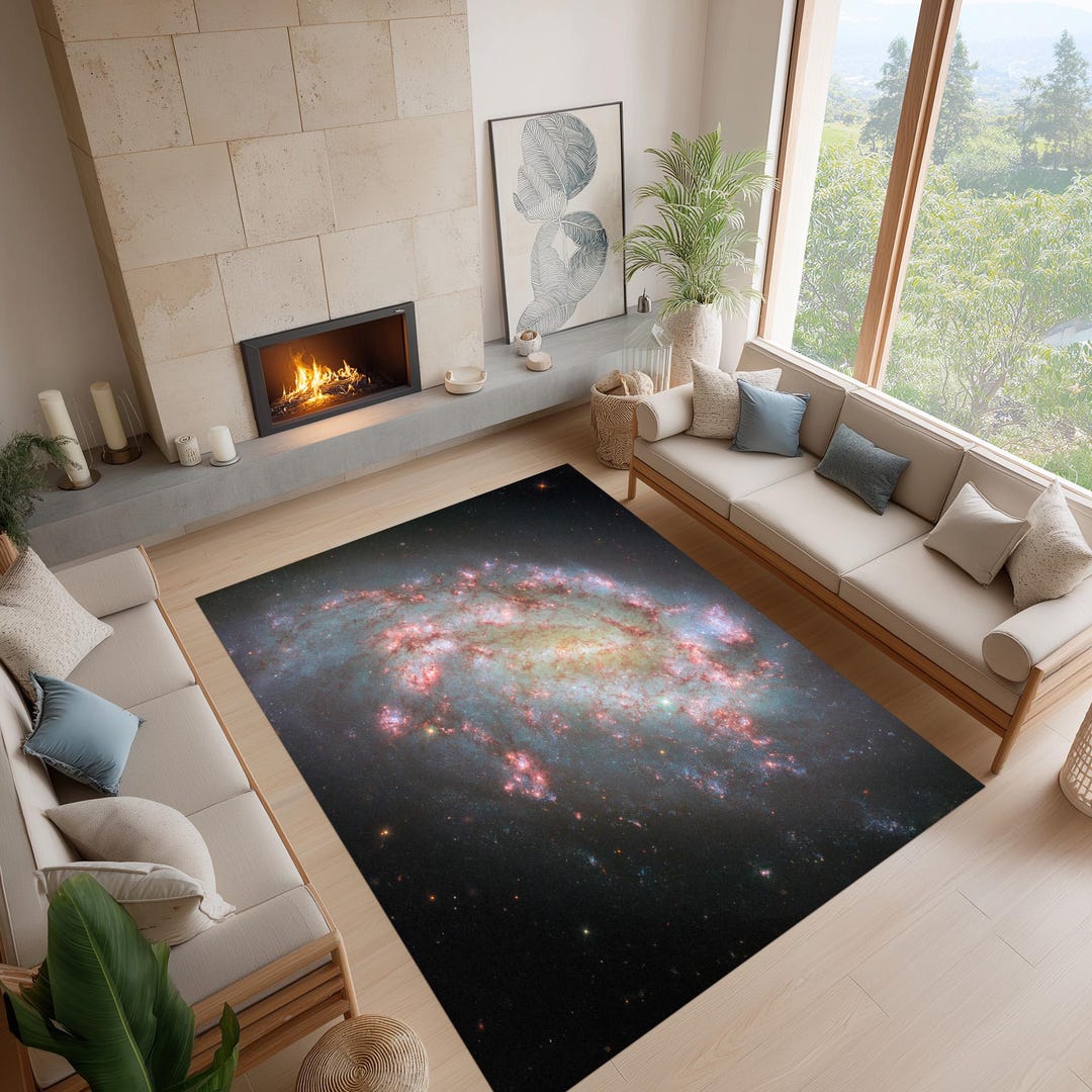 Astral Rug Pattern Galaxy Nebula Rug: Cosmic Star Cluster Carpet, Vibrant Space Design ...