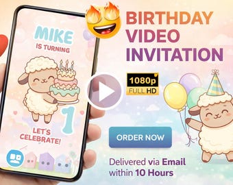 1st Birthday Video Invitation, Custom birthday Invites