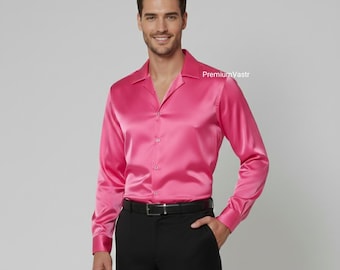 Men's Hot Pink Convertible Cuff Dress Shirt  Fuchsia Modern Fit Formal  Shirt for Prom & Weddings  Statement Event Shirt - Etsy