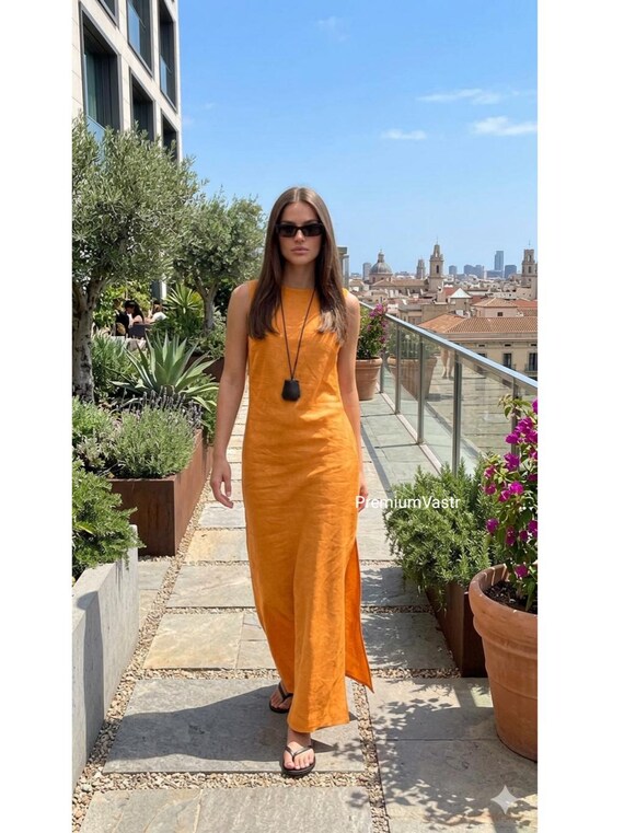 orange maxi dress casual Orange Femininity Dress - Perfect Summer Dress, Extra Small Ellae Lisque - Elegant Dress for Date Nights & Parties