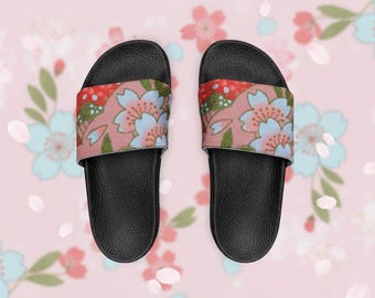 Sandalias con estampado floral rojo / Sandalias con tiras extraíbles