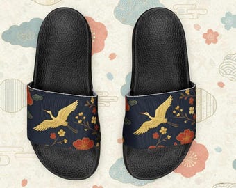 Sandalias con estampado floral azul marino