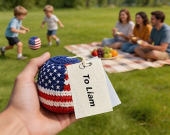 Personlig virkad Hacky Sack, Stressboll med eget namn, Sensorisk leksak med ADHD, Retro 90-talsfotväska, Handgjord sommarlägerpresent, Festgåva för barn