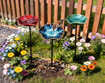 Station d'eau en céramique pour pollinisateurs, piquet de jardin pour papillons et abeilles, oasis de décoration pour bain d'oiseaux