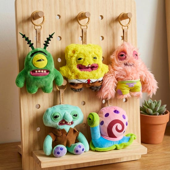 Fuggler Plush Keychain, SpongeBob Style Weird Monster Bag Charm, Funny Ugly Cute Plush Doll Keyring, Aesthetic Backpack Accessory Gift
