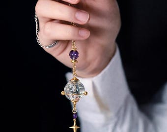 Regenbogen Rauchquarz spirituelles Pendel | Kugel Pendel | Weissagung Pendel | Pendel-Werkzeug | Tarot Zubehör | Sternzeichen Wahrsagerei