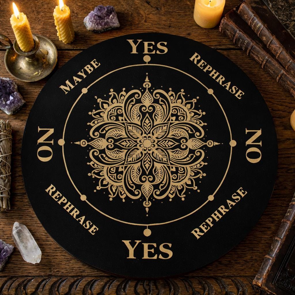 Mandala Pendulum Board, Yes No Maybe Rephrase Divination Board, Black ...