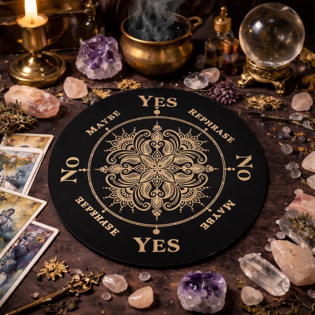 Mandala Pendulum Board, Yes No Maybe Rephrase Divination Board, Black ...