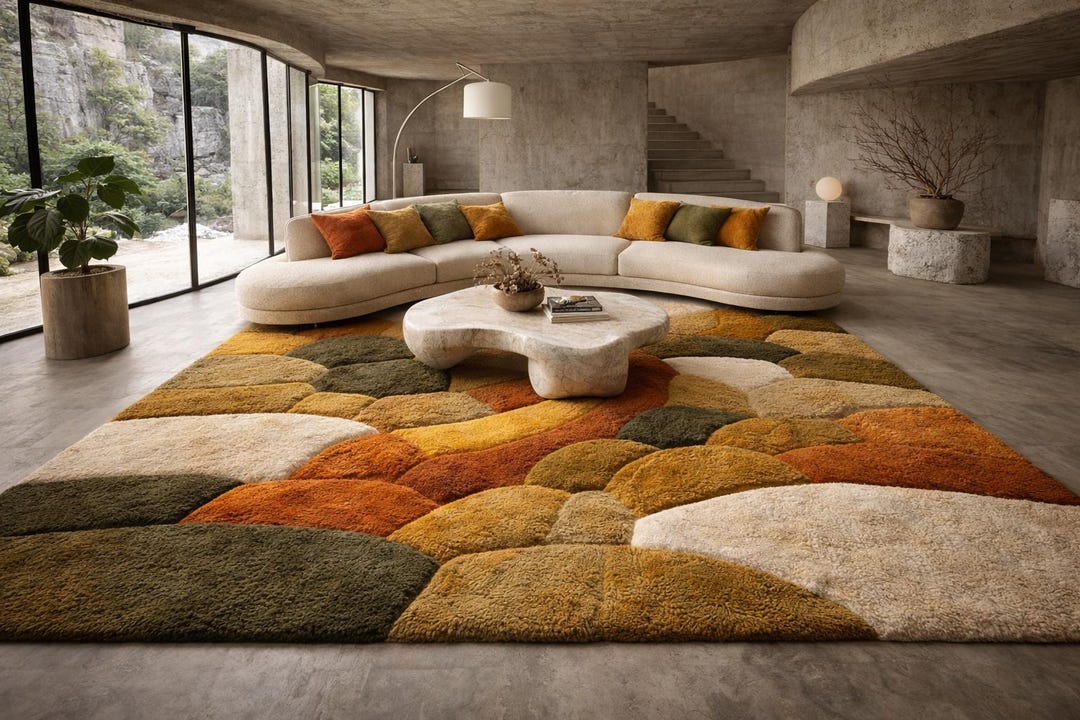 Moss Rug | 3D Stone Pebble Hand Tufted Abstract Carpet, Modern ...