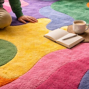 Close-up of premium hand-tufted wool rug showing soft pile and 3D embossed texture