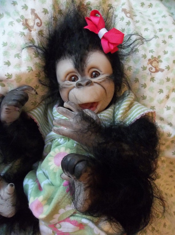 monkey doll with red lips