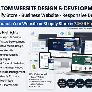 Custom Website Design & Development | Shopify Store Setup | Responsive Business Website | Full Training and Support