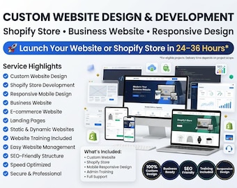 Websiteontwerp en -ontwikkeling op maat | Shopify-winkel | Responsieve bedrijfswebsite | Inclusief training