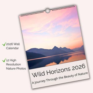 Calendario da parete fotografico naturalistico 2026: regalo di viaggio panoramico