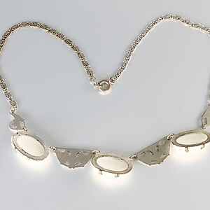 Art Deco White Enamel carved Glass Lily of the Valley Necklace, antique 1920s jewelry image 3