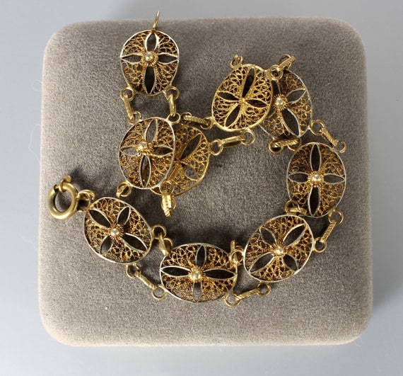 Delicate Spun silver 800 Canetille Filigree Brace… - image 3