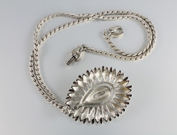 Modernist Monet Necklace silver tone Teardrop tex… - image 3