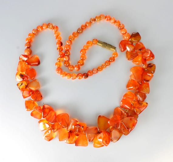 Carnelian Cluster Flat Triangle bead Necklace, or… - image 2