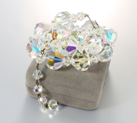 Chunky Crystal Bead Necklace choker, aurora borea… - image 3
