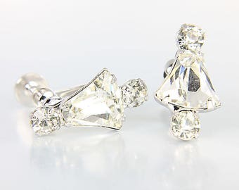 Vintage Juliana style rhinestone Earrings, large crystal 1960s jewelry