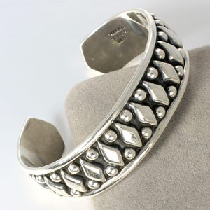 アクセサリー Mexican Taxco Silver Bracelet 925 Taxco Mexico Sterling Silver Diamond Pattern Cuff Bracelet