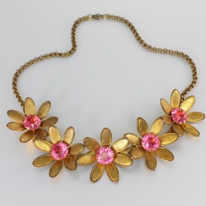 Art Deco pink Flower Necklace 1930s jewelry