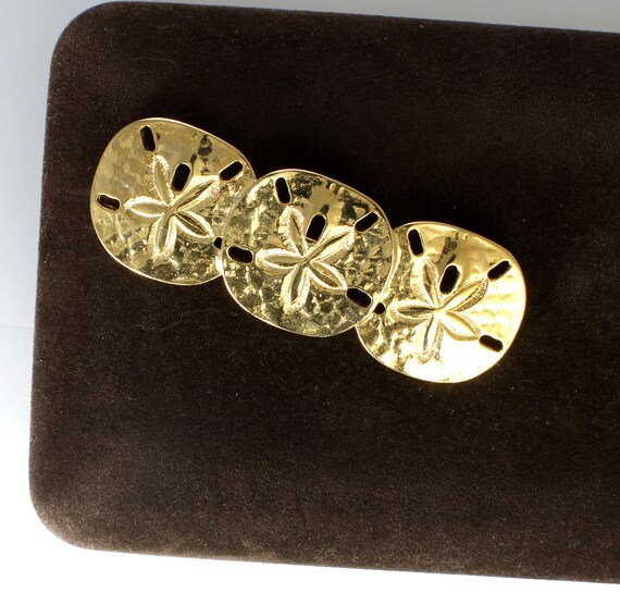 Gold Sand Dollar Beach Nautical Brooch Pin, 1980s jewelry