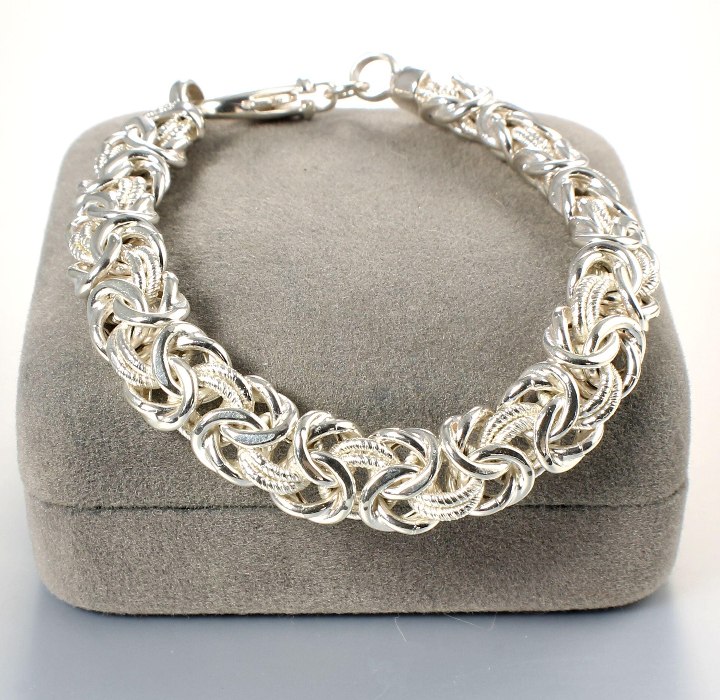 VINTAGE SILVER 925 ビザンチンブレスレット 925 Sterling Silver Byzantine Bracelet 10mm 7.25 Inches - Etsy