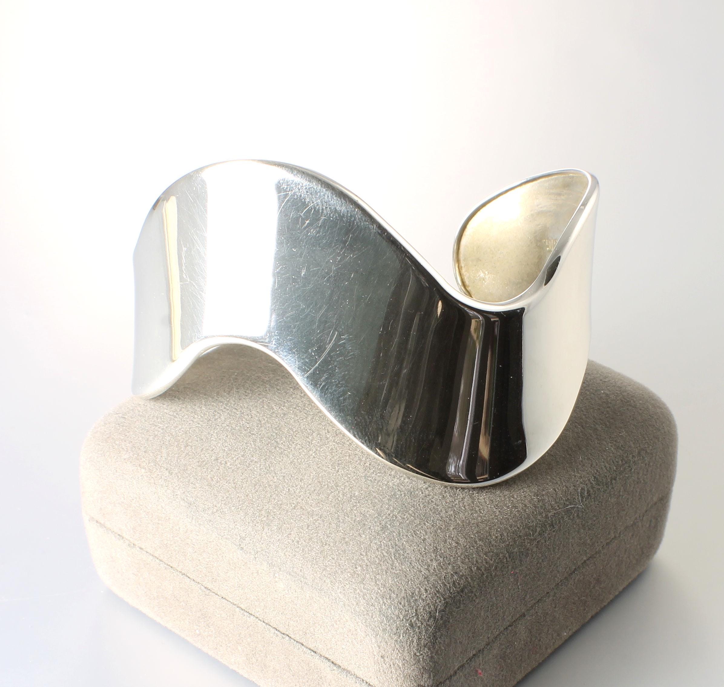アクセサリー Vintage Silver Wide Wave Caff Bangle 925 Wide 925 Sterling Wavy Modernist Cuff Bracelet, Signed ESPO SIG - Etsy