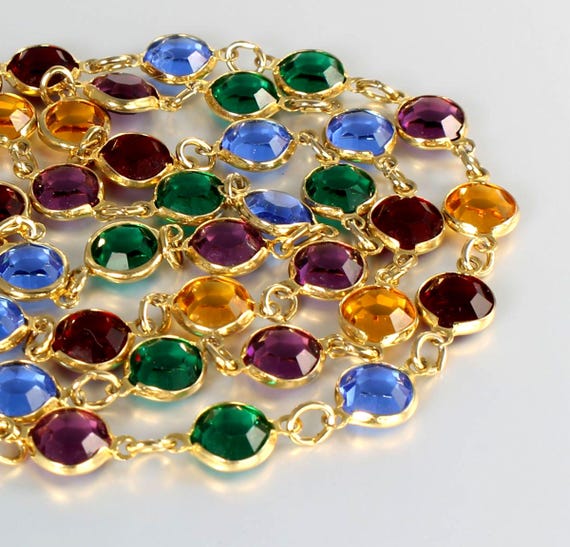 1980s Swarovski Crystal Flapper Necklace Opera Length Ruby