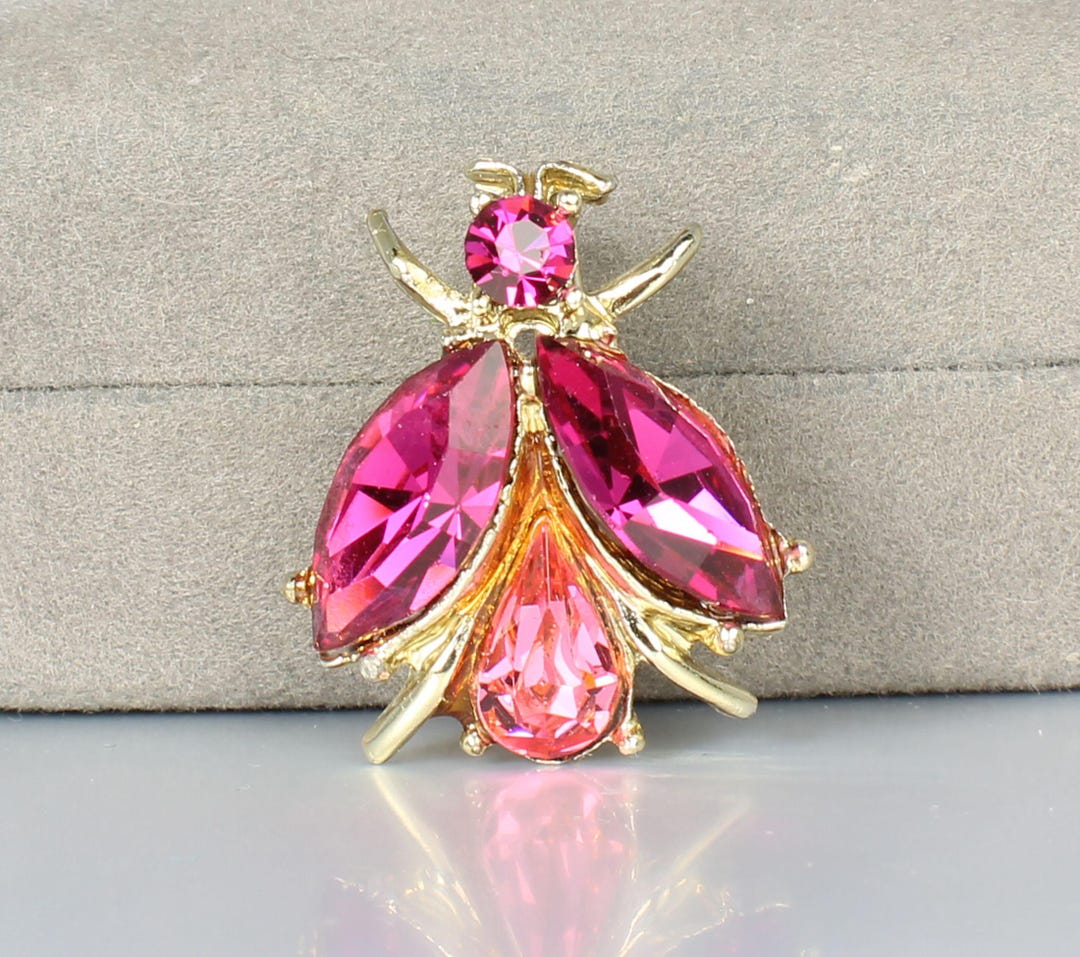 Tiny Pink Rhinestone Fly Insect Brooch, Signed DODDS, 1960s Jewelry - Etsy