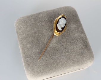 Antique Victorian 10k yellow gold Cameo Stick Pin