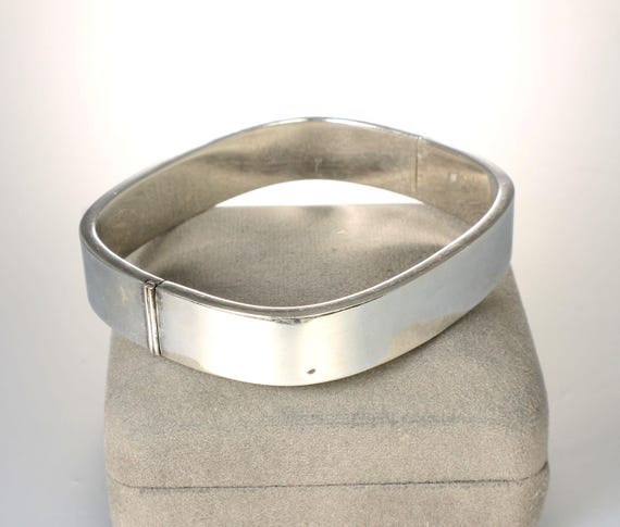 925 Polished Sterling silver Rectangle Hinged Ban… - image 1