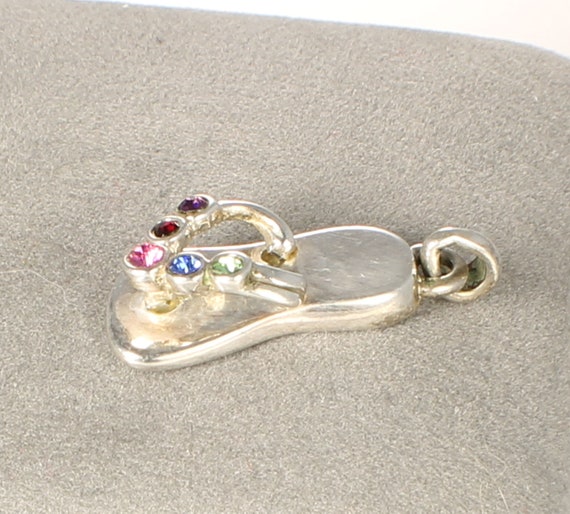 Sterling silver Flip Flop Pendant charm with colo… - image 2