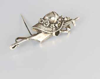 Sterling silver Hat Brooch pendant with Umbrella Summer Bonnet
