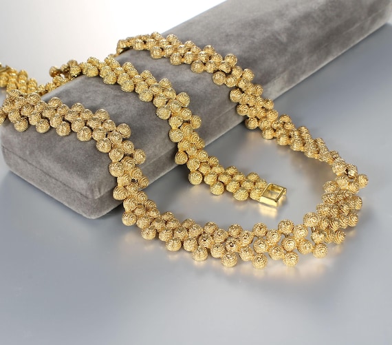1980s Napier Gold tone Textured Collar Necklace Bracelet set