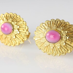 Vintage Avon Pink glass Moonglow Cabochon Cufflinks